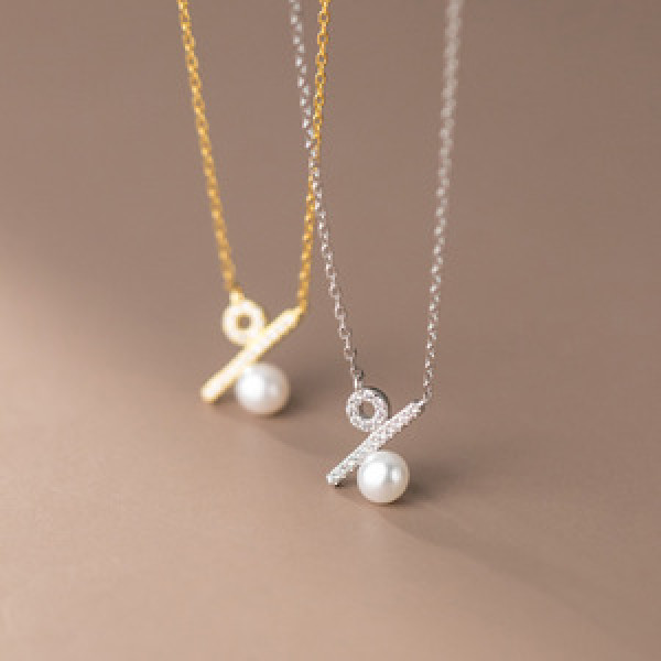 A45346 s925 sterling silver rhinestone pearl elegant necklace
