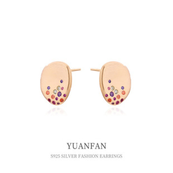 A39356 sterling silver vintage colorful cubic zirconia stud earrings