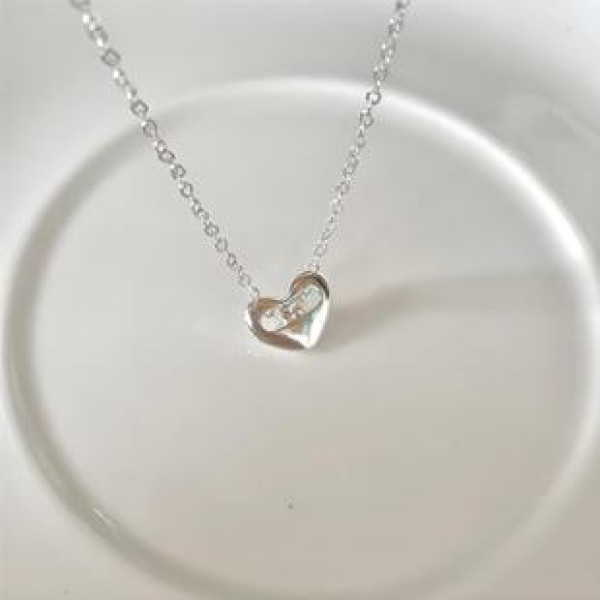 A40354 sterling silver heart simple necklace