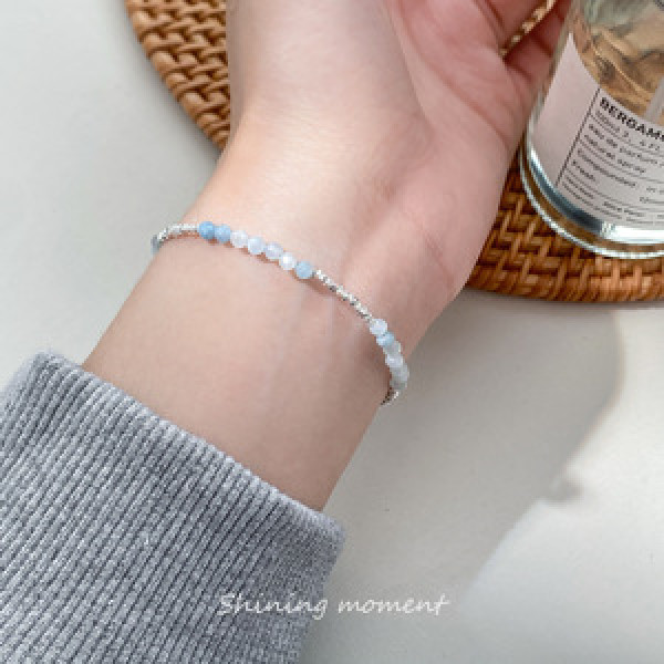 A45795 s925 silver dainty simple grade crystal charm bracelet