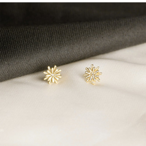 A39220 s925 silver stud trendy white flower simple earrings