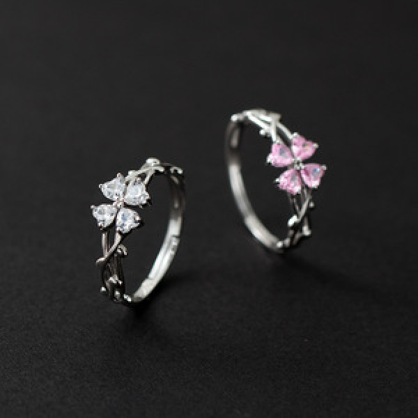A43811 s925 sterling silver trendy sweet unique cute rhinestone ring