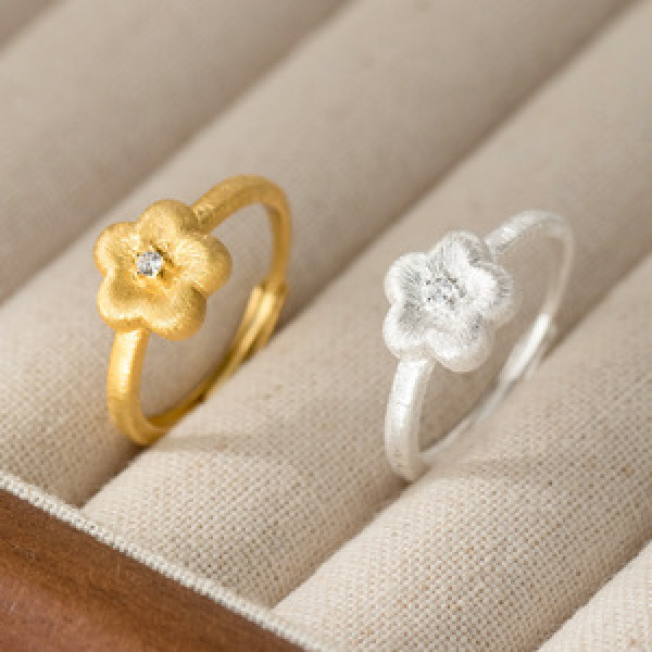 A45940 silver trendy sweet rhinestone ring