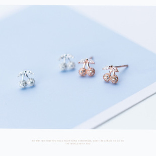 A40643 s925 silver sweet trendy rhinestone stud elegant earrings
