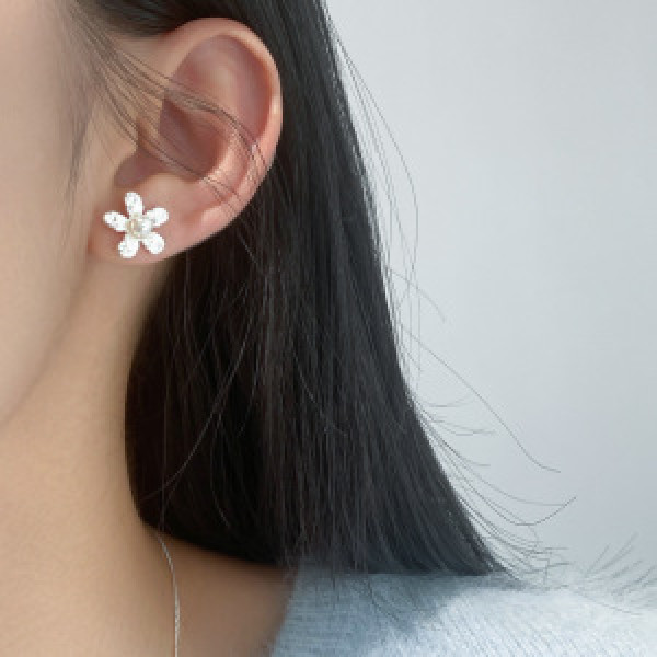 A46282 s925 sterling silver sweet dainty flower stud earrings