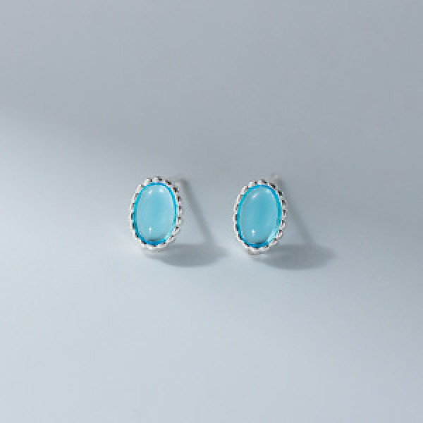 A46273 s925 sterling silver sweet bar stripe oval artificial stud earrings
