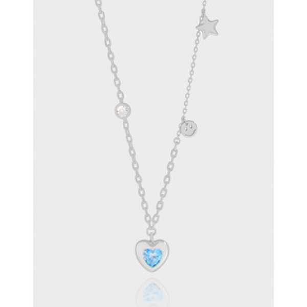 A43273 design heart cubic zirconia sterling silver s925 necklace