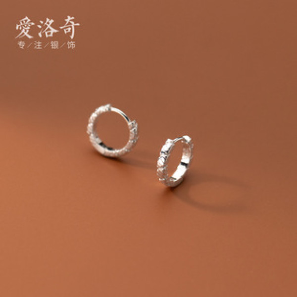 A33198 s925 sterling silver simple trendy unique fashion chic earrings