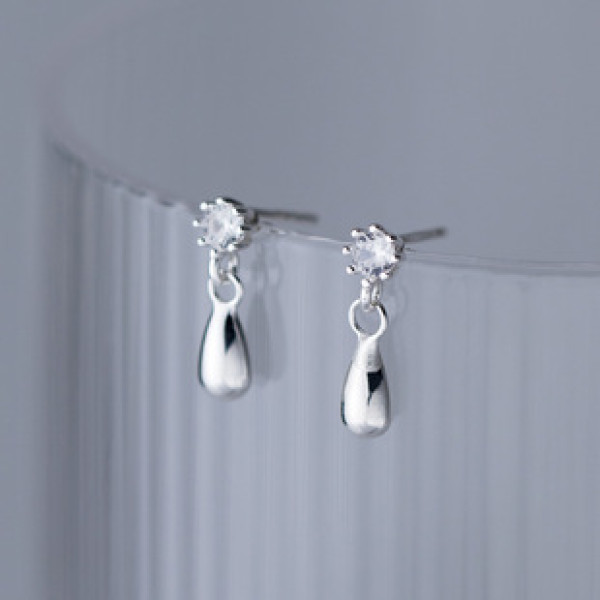 A41267 s925 sterling silver cute elegant rhinestone teardrop stud trendy earrings