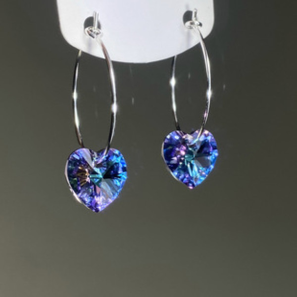 A39744 s925 silver fashion heartshape elegant unique hoop earrings