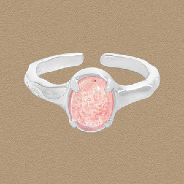 A46217 natural strawberry adjustable s925 sterling silver ring