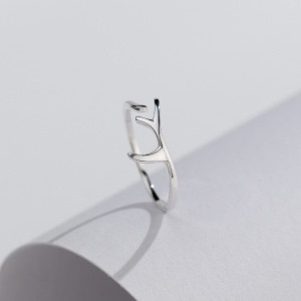 A44865 s925 sterling silver deer adjustable christmas tree ring