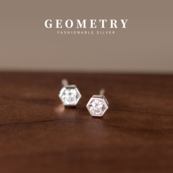 A37289 s925 silver fashion simple rhinestone stud earrings geometric earrings