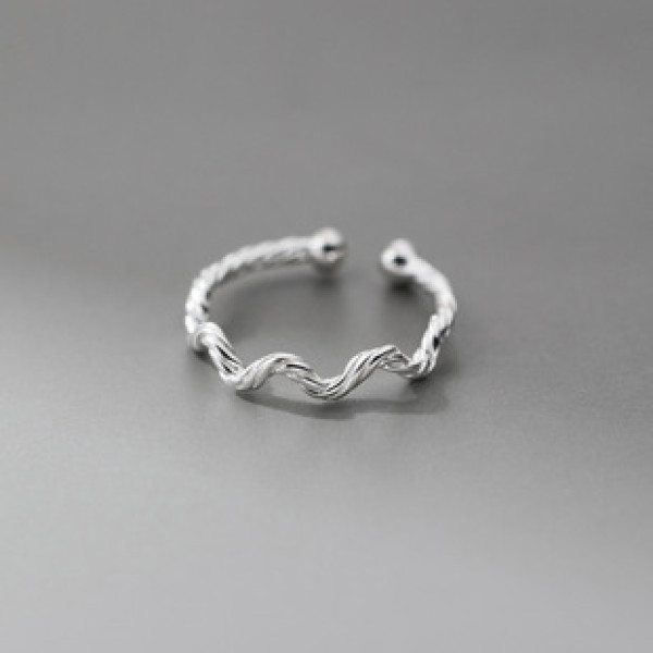A43248 s925 silver fashion unique twist weave simple spiral adjustable ring