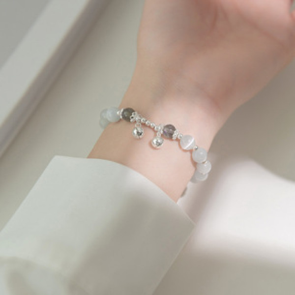 A39797 s925 sterling silver artificial cateye charm grade elegant bracelet