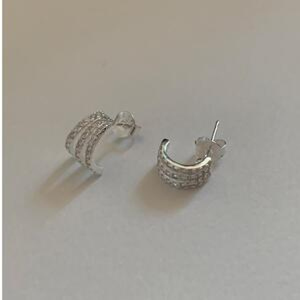 A43841 sterling silver cubic zirconia stud simple elegant earrings