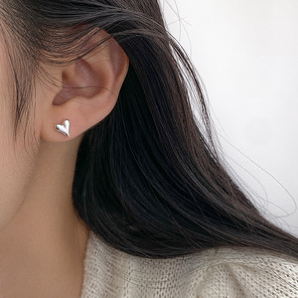 A44175 s925 sterling silver sweet heart stud extra elegant simple earrings
