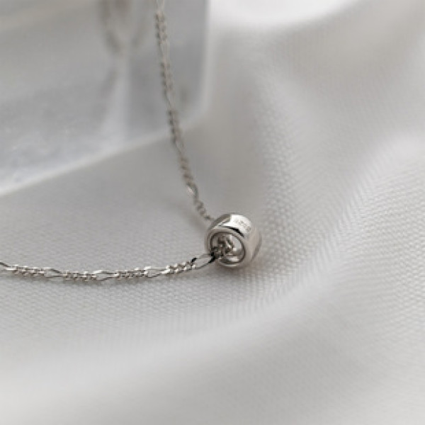 A39150 s925 silver fashion simple circle trendy geometric choker necklace
