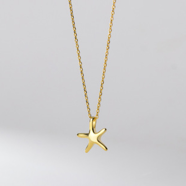 A36736 s925 sterling silver simple cute irregular starfish necklace