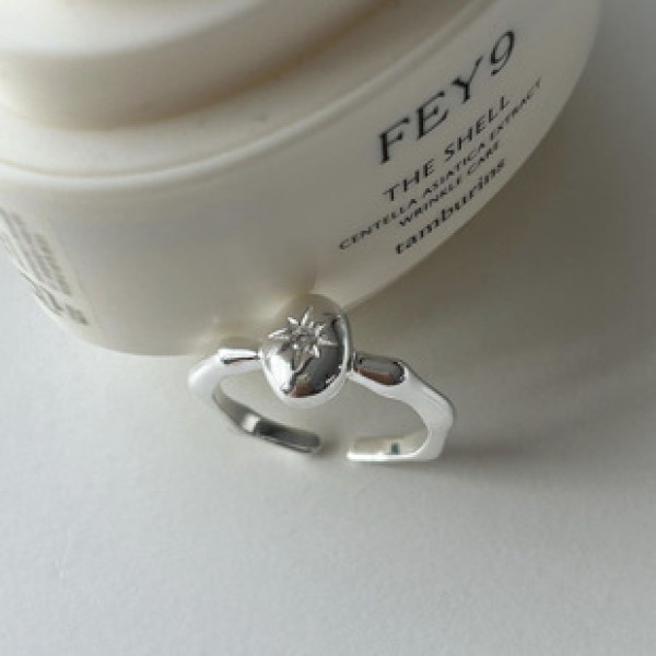 A41396 sterling silver oval simple fashion adjustable ring