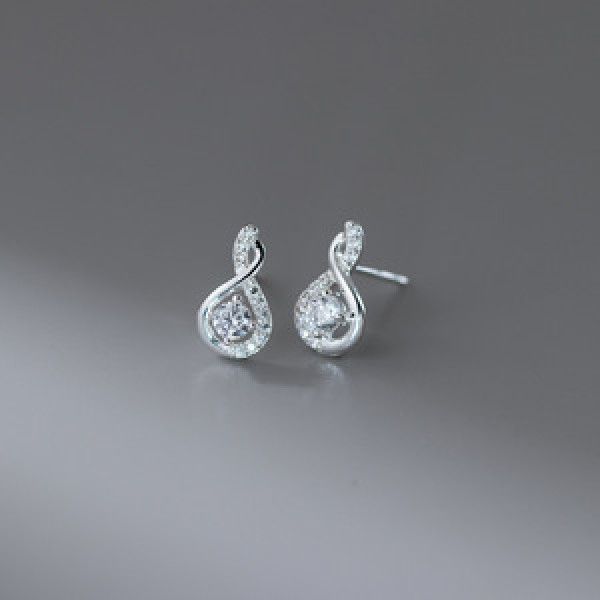 A44881 s925 sterling silver sweet dainty rhinestone stud earrings