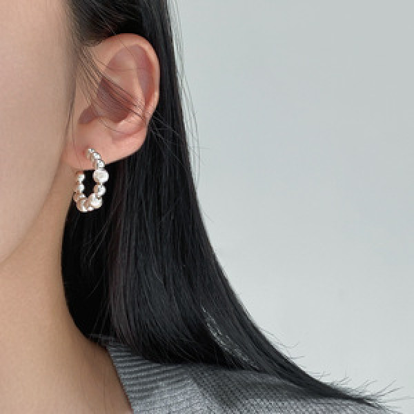 A46177 s925 sterling silver dainty simple cateye earrings