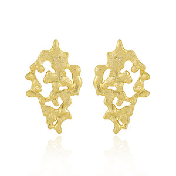 A44219 hollowed matte finish stud s925 sterling silver unique earrings