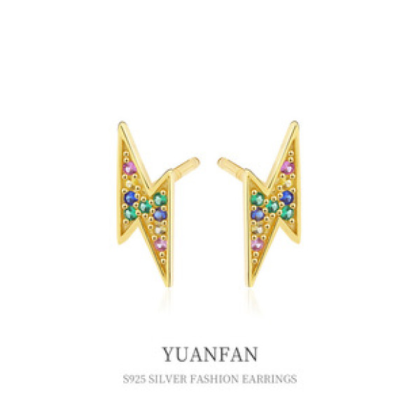 A38776 sterling silver unique stud colorful cubic zirconia earrings