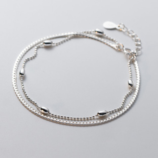 A39144 s925 sterling silver bead charm bracelet