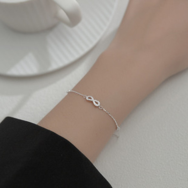 A42126 s925 silver fashion sweet rhinestone big charm bracelet