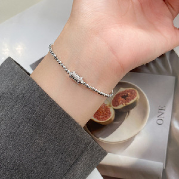 A45535 s925 silver trendy sweet dainty simple circle charm bracelet