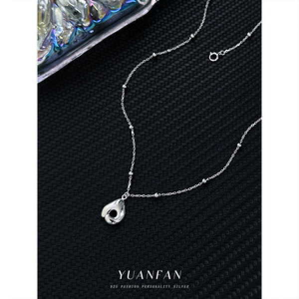 A43674 s925 sterling silver geometric circle pendant simple necklace