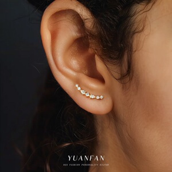 A44452 s925 sterling silver fashion simple cubic zirconia dainty trendy earrings