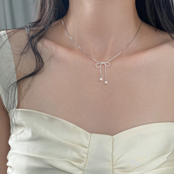 A46128 s925 silver dainty simple butterfly necklace