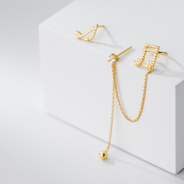 A44151 s925 silver symmetric chain bar rhinestone fashion elegant clipon earrings