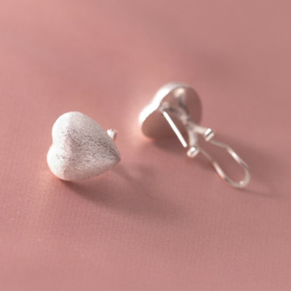 A37298 s925 sterling silver heart heartshape clipon earrings