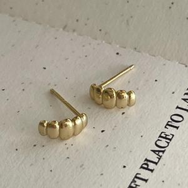 A45016 sterling silver oval stud simple elegant earrings