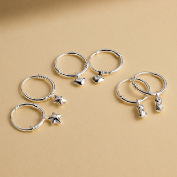 A42696 silver rope hoop cute earrings