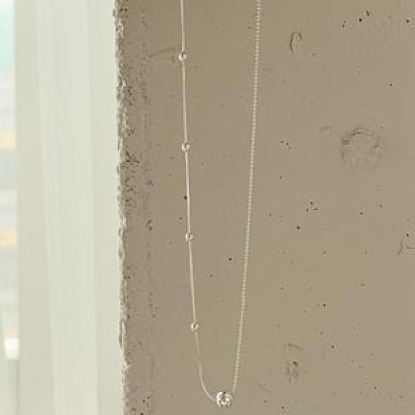 A36787 925 sterling silver geometric bead necklace