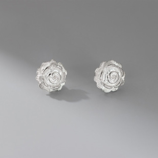 A43151 sterling silver flower fashion trendy rose stud earrings sweet earrings