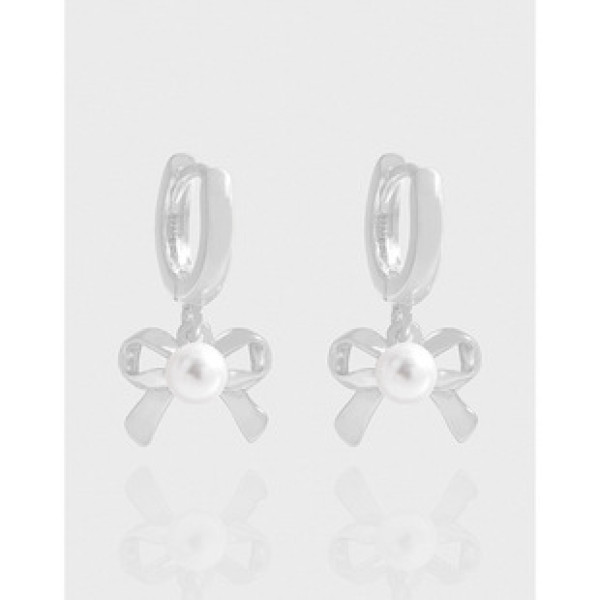 A42814 design butterfly pearl sterling silver s925 earrings