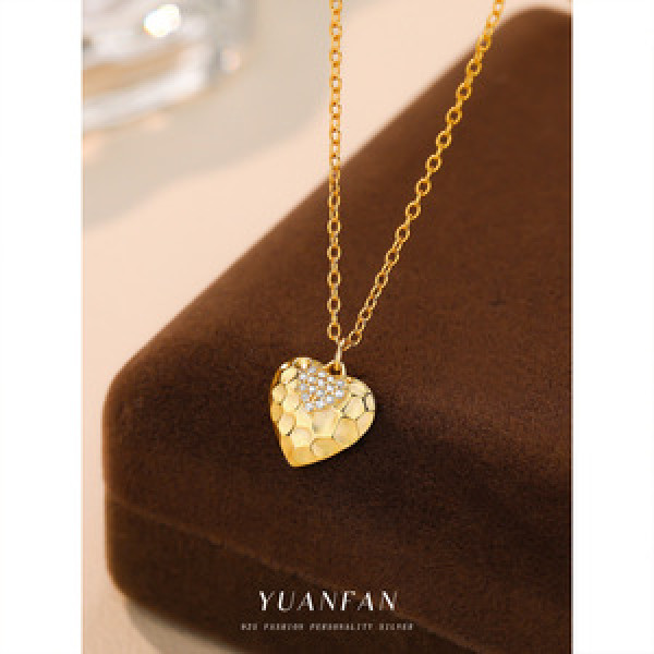 A43673 s925 sterling silver heart cubic zirconia pendant unique heartshape necklace