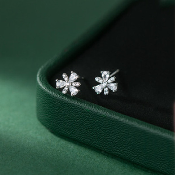 A37491 s925 sterling silver rhinestone stud trendy earrings