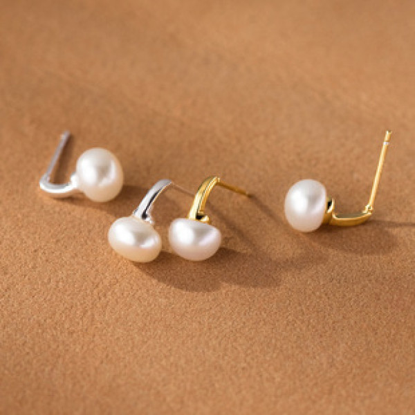 A38760 s925 sterling silver vintage pearl stud design elegant earrings