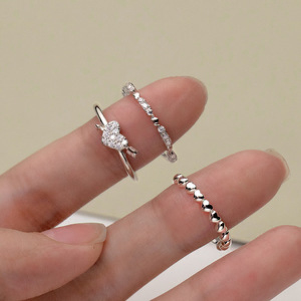 A43688 s925 sterling silver sweet heart rhinestone simulatedring elegant ring