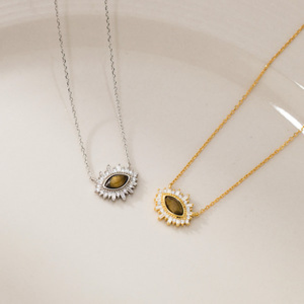 A45173 s925 silver dainty simple elegant rhinestone necklace