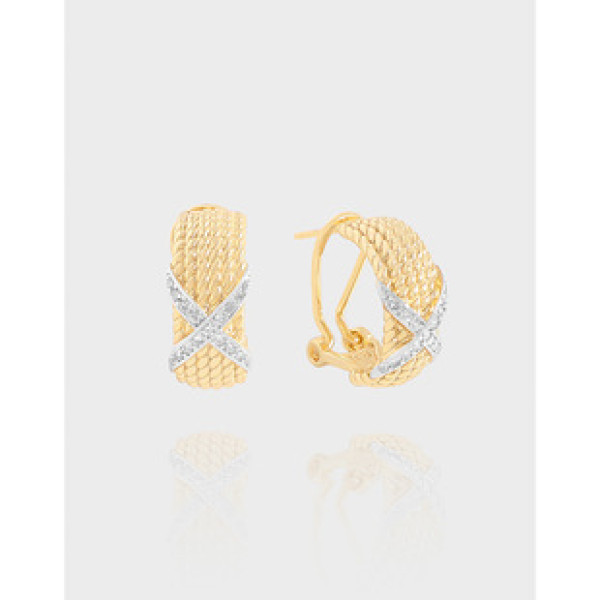 A39396 design double twist cubic zirconia sterling silver s925 stud earrings