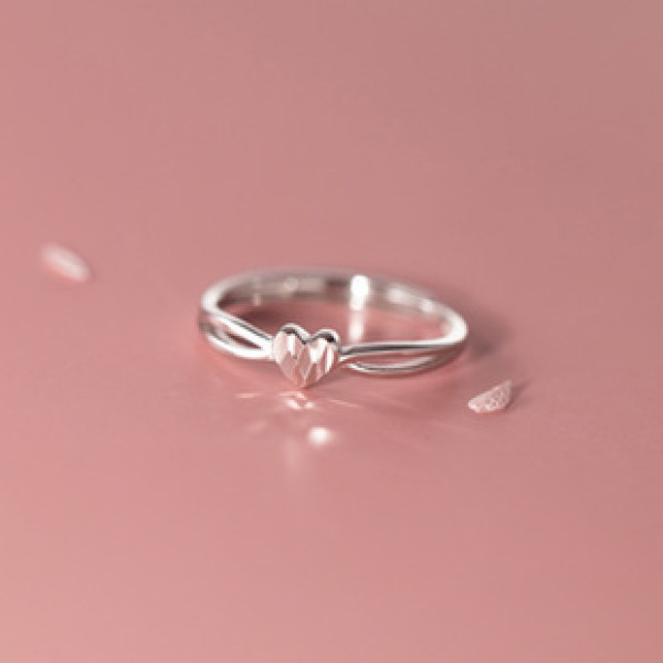 A40125 s925 silver heart hollowed bar sweet ring