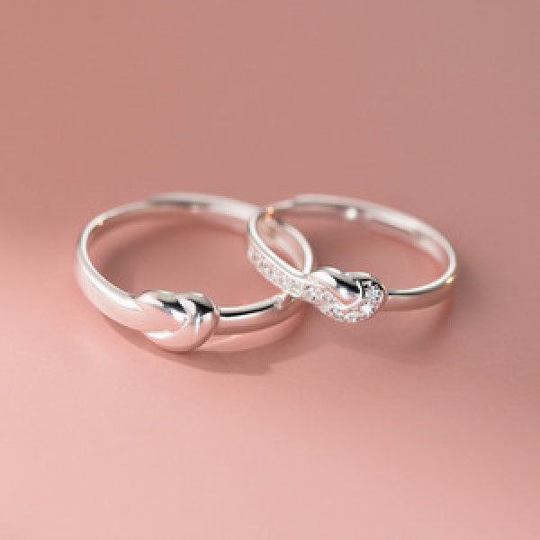 A43491 s925 silver trendy sweet unique simple rope ring