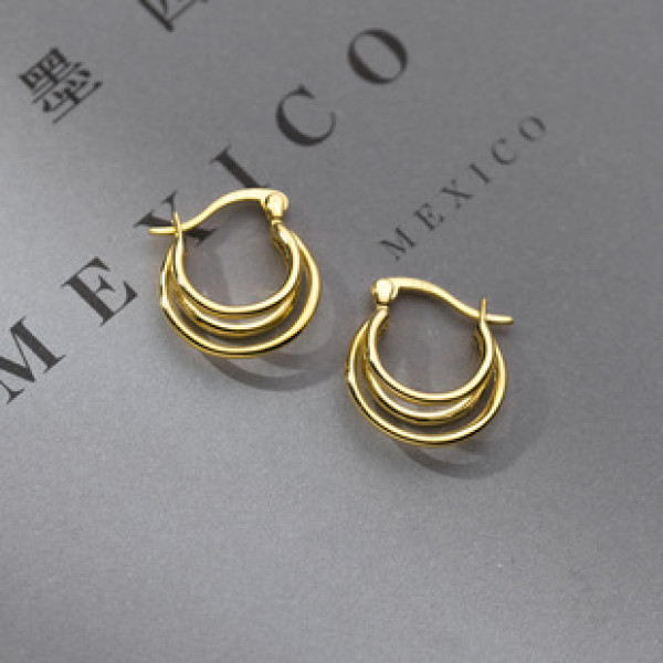 A38036 s925 sterling silver layered bar design earrings